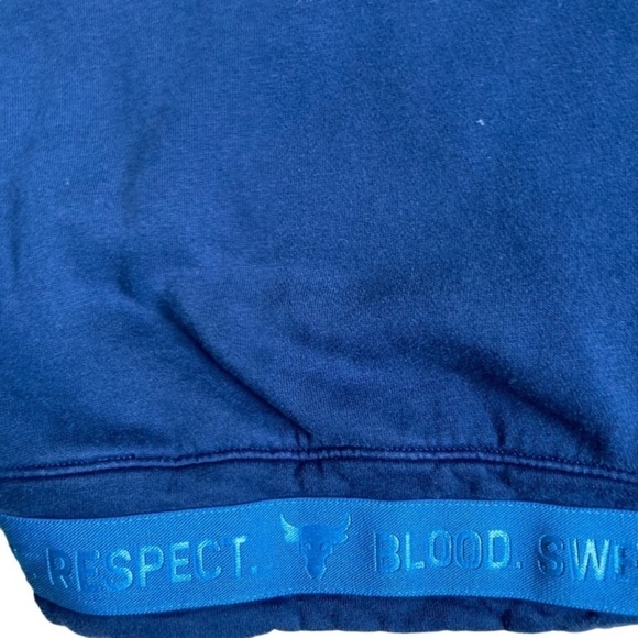 Under Armour Project Rock Sweater Crewneck Sweatshirt Drawstring Crop Navy S - Picture 7 of 15